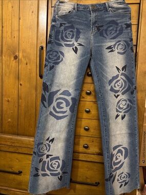Oh Blue Floral Wide-Leg Jeans